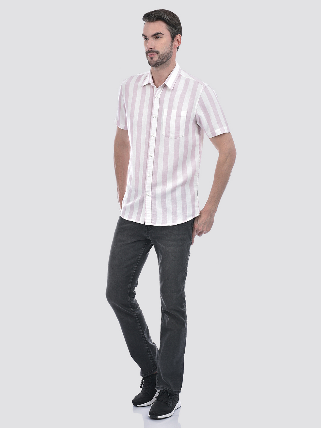 Numero Uno Men Striped Pink Shirt